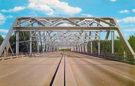 John F. Kennedy Memorial Bridge over the Red River from Grand Forks North Dakota to East Grand Forks Minnesota, 1964