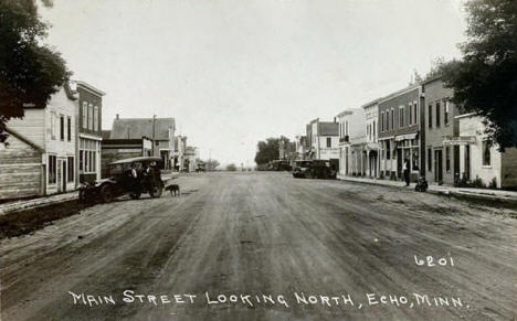Main Street looking north, Echo Minnesota, 1920's