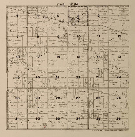 Plat Map, Echo Township in Yellow Medicine County Minnesota, 1916