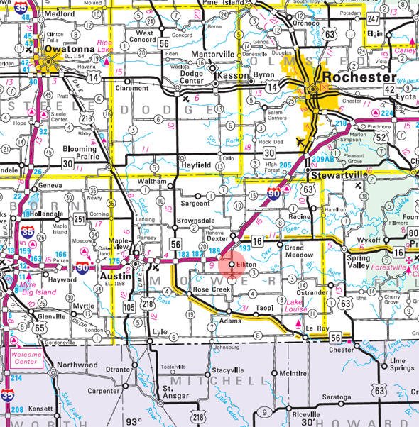 Minnesota State Highway Map of the Elkton Minnesota area