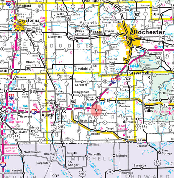 Minnesota State Highway Map of the Elkton Minnesota area