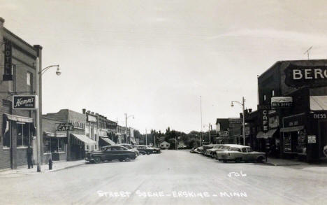 Street scene, Erskine Minnesota, 1950's