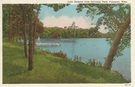 Lake Sisseton from Sylvania Park, Fairmont Minnesota, 1930's
