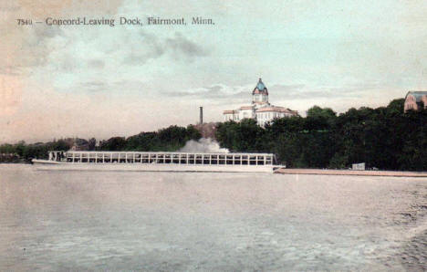 Concord leaving dock, Fairmont Minnesota, 1909