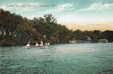 Boating on Lake Sisseton, Fairmont Minnesota, 1909