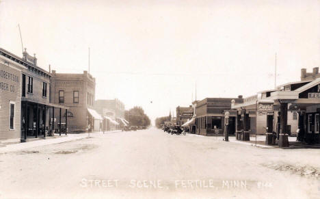 Street scene, Fertile Minnesota, 1920's