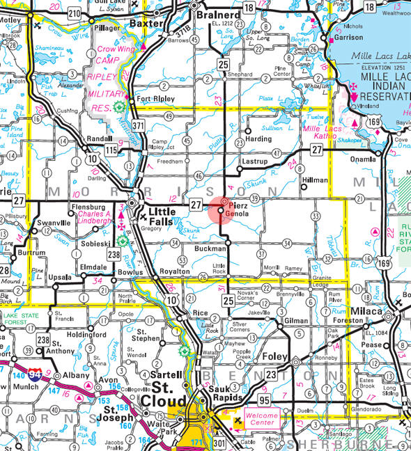 Minnesota State Highway Map of the Genola Minnesota area