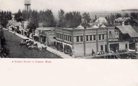 Street scene, Gibbon Minnesota, 1906