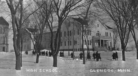 Winter view of High School, Glencoe Minnesota, 1909