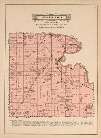 Plat map of Minnesota Falls Township in Yellow Medicine County Minnesota, 1929
