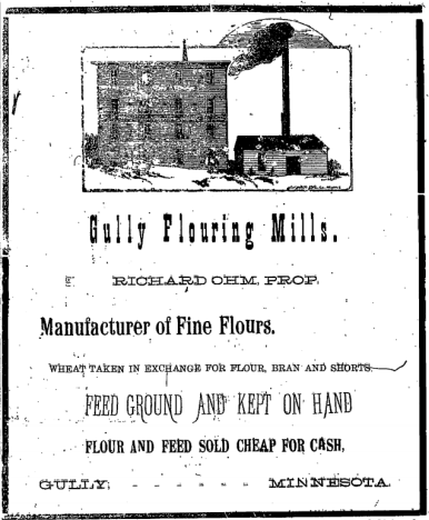 Ad for Gully Flour Mills, Gully Minnesota, 1904