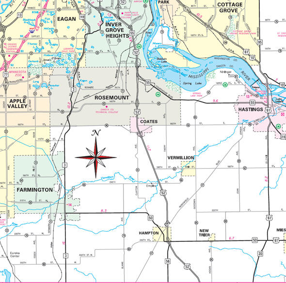 Minnesota State Highway Map of the Hampton Minnesota area 