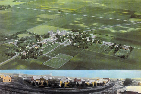 Aerial view of Hazel Run, Minnesota, 1984, and panoramic view of Hazel Run Minnesota, 1904