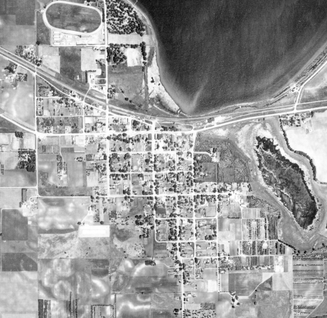 Aerial view, Howard LAke Minnesota, 1940