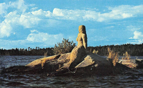 Mermaid Statue at Rainy Lake near International Falls Minnesota, 1960's