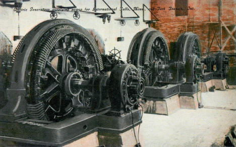 Electric Generators supplying power for International Falls Minnesota and Fort Frances Ontario, 1910's