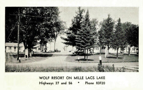 Wolf Lake Resort on Mille Lacs Lake, Isle Minnesota, 1957