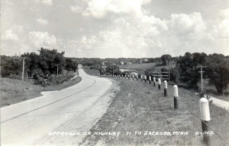 Approach on US Highway 71 to Jackson Minnesota, 1940's