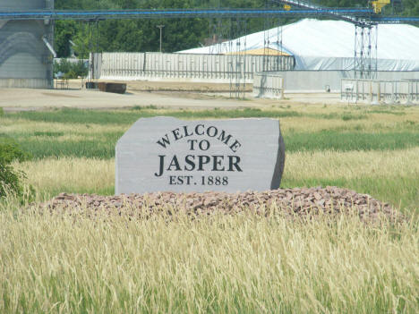 Welcome sign, Jasper Minnesota, 2012