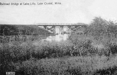 Railroad bridge at Lake Lilly, Lake Crystal Minnesota, 1912