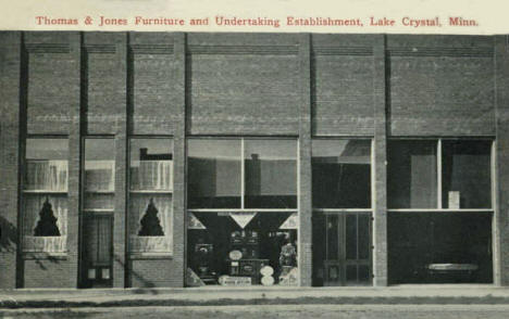 Thomas and Jones Furniture and Undertaking Establishment, Lake Crystal Minnesota, 1914