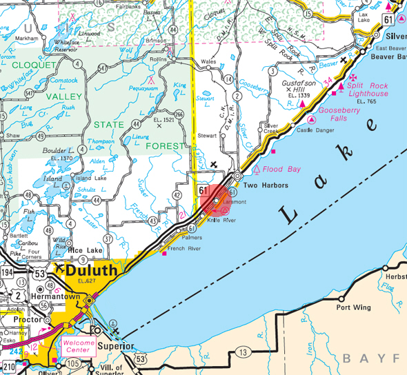 Minnesota State Highway Map of the Larsmont Minnesota area 