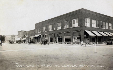 West end of Front Street, Lester Prairie Minnesota, 1920's