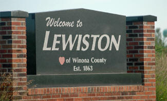 Welcome sign, Lewiston Minnesota