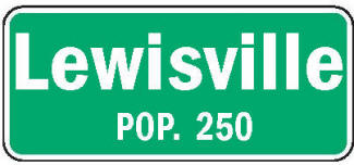 Lewisville Minnesota population sign