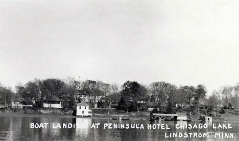 Boat Landing at Peninsula Hotel, Lindstrom Minnesota, 1920's