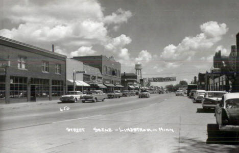 Street scene, Lindstrom Minnesota, 1950's