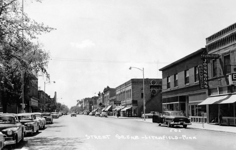 Street scene, Litchfield Minnesota, 1950's