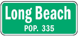 Population sign, Long Beach Minnesota