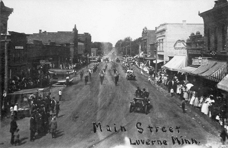 Parade on Main Street, Luverne Minnesota, 1910