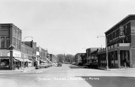 Street scene, Madison Minnesota, 1950's