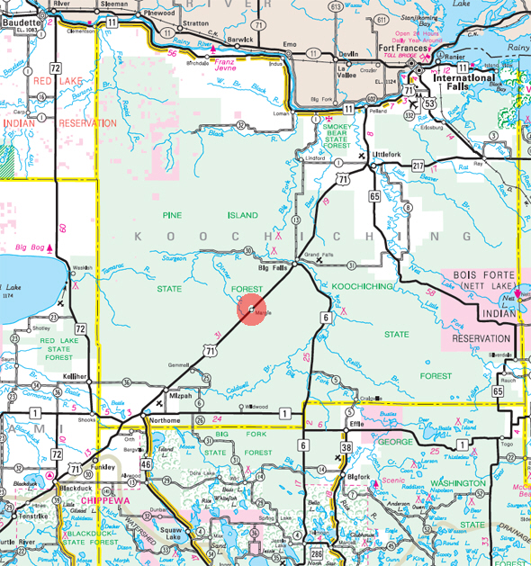 Minnesota State Highway Map of the Margie Minnesota area