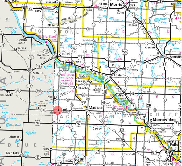 Minnesota State Highway Map of the Marietta Minnesota area 