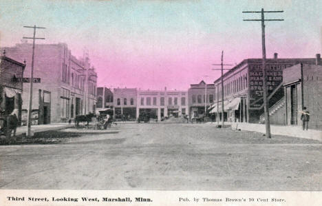 Third Street looking west, Marshall Minnesota, 1909