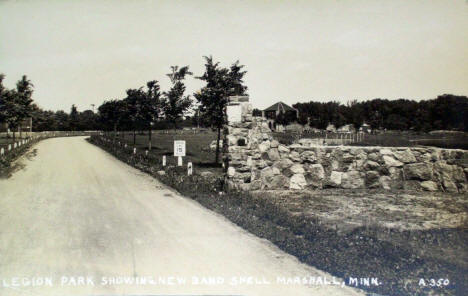 Legion Park showing New Bandshell, Marshall Minnesota, 1930's