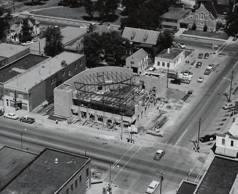Bank under construction, 4th and Main, Marshall Minnesota, late 1950's