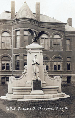 GAR Monument in front of the Lyon County Courthouse in Marshall Minnesota, 1911