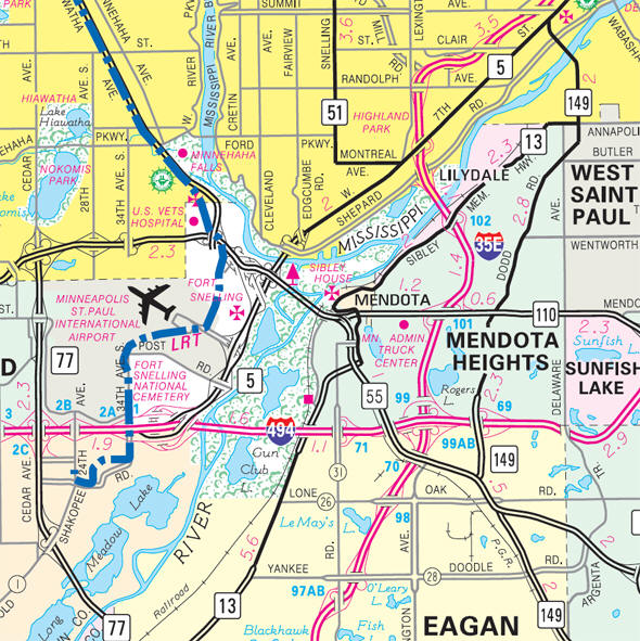 Minnesota State Highway Map of the Mendota Minnesota area 