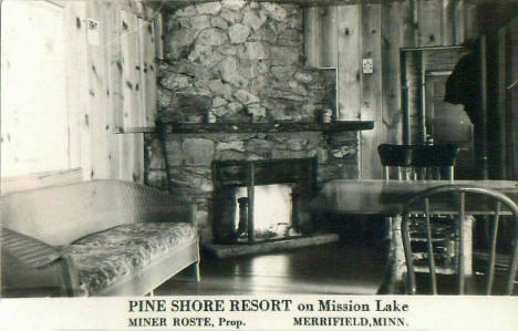 Pine Shore Resort on Mission Lake, Merrifield Minnesota, 1930's