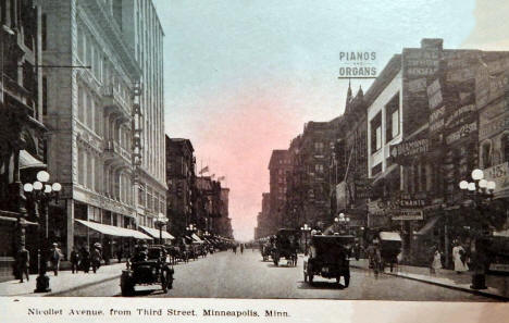 Nicollet Avenue from 3rd Street, Minneapolis Minnesota, 1910's