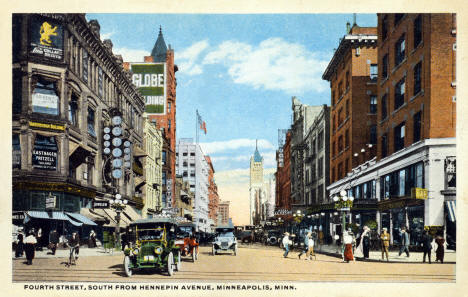 4th Street south from Hennepin Avenue, Minneapolis Minnesota, 1910
