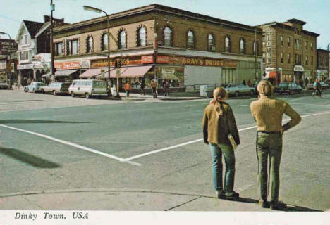 View of Dinkytown (14th Avenue SE and 4th Street SE), Minneapolis Minnesota, 1970's