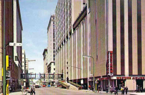 7th Street looking north from 2nd Avenue South, Minneapolis Minnesota, 1960's