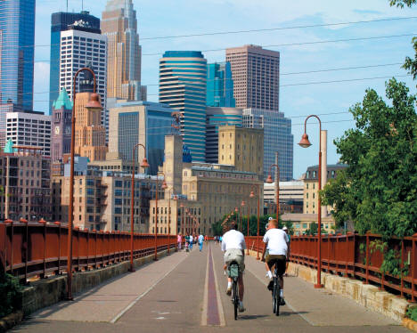 Stone Arch Bridge and Downtown Minneapolis Minneapolis Minnesota, 2016