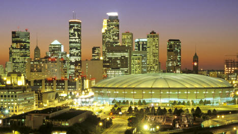 Minneapolis Skyline with HHH Metrodome in foreground, Minneapolis Minnesota, 2005