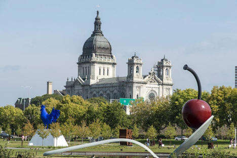 Minneapolis Sculpture Garden, Basilica in background, Minneapolis Minnesota, 2015